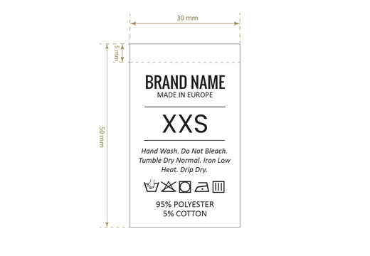 Laundry care label with size Model TC-M192